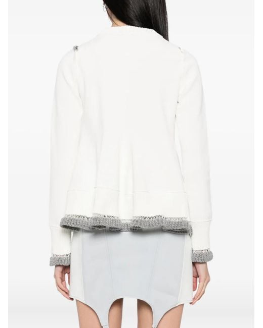 Sacai White Ruffled Jumper