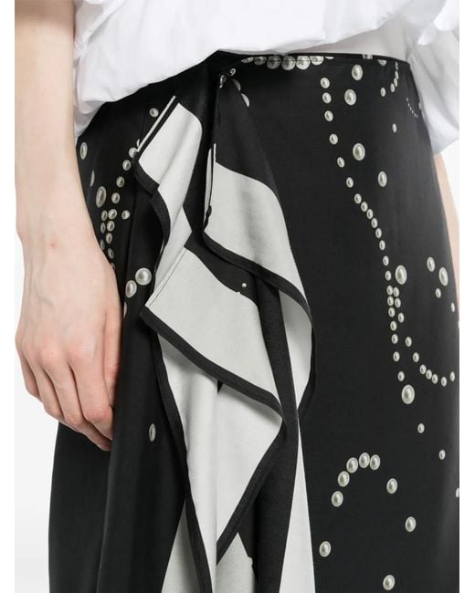 JNBY Black Pearl-Print Wrap Skirt