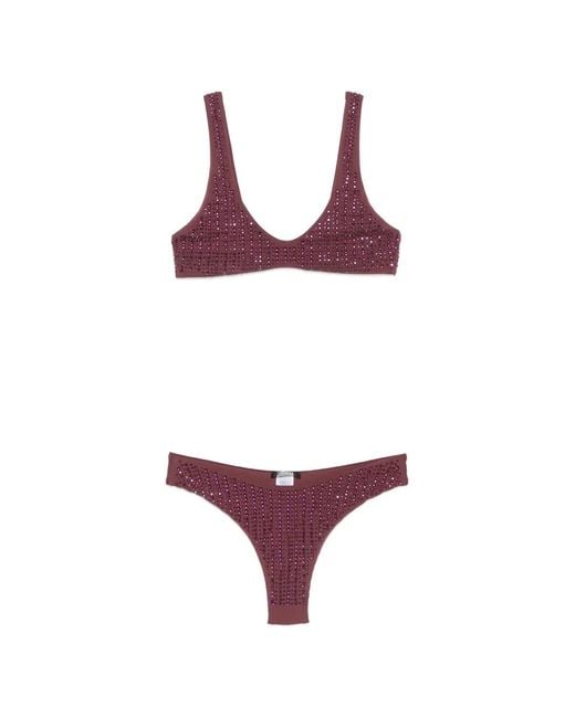 VENUJA Purple Crystal-Embellished Bikini Set