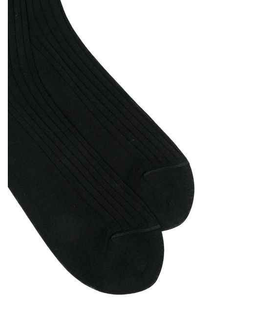 Zegna Black Logo-Print Socks