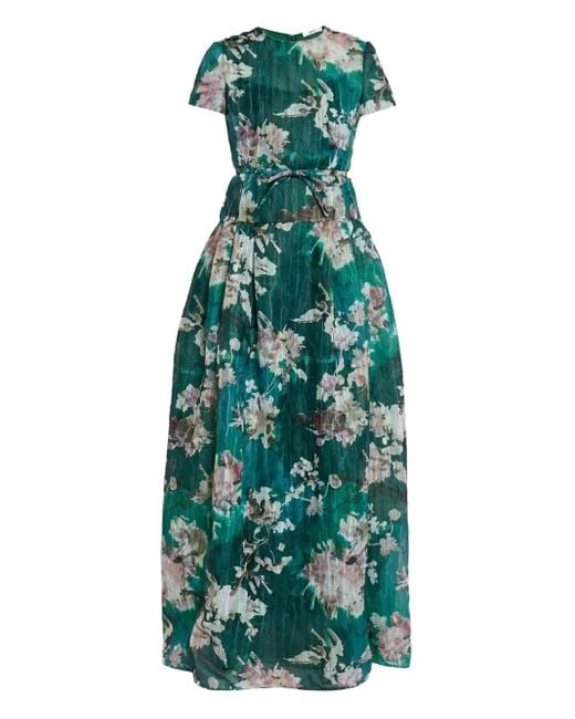 Erdem フローラル ショートスリーブ ドレス Green
