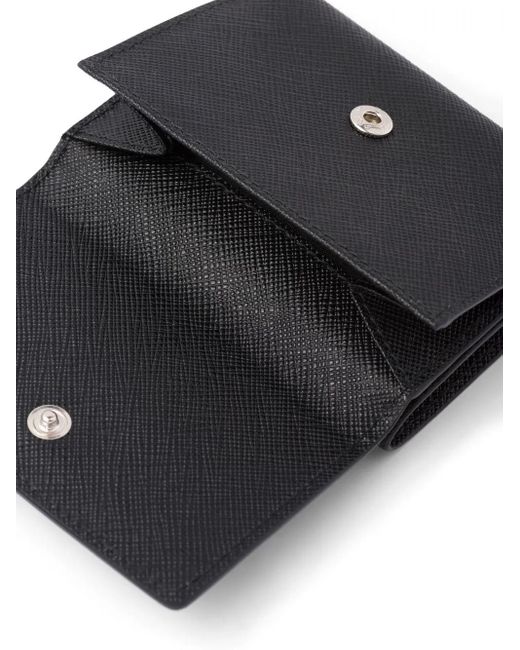 Prada Black Small Logo-Plaque Leather Wallet for men