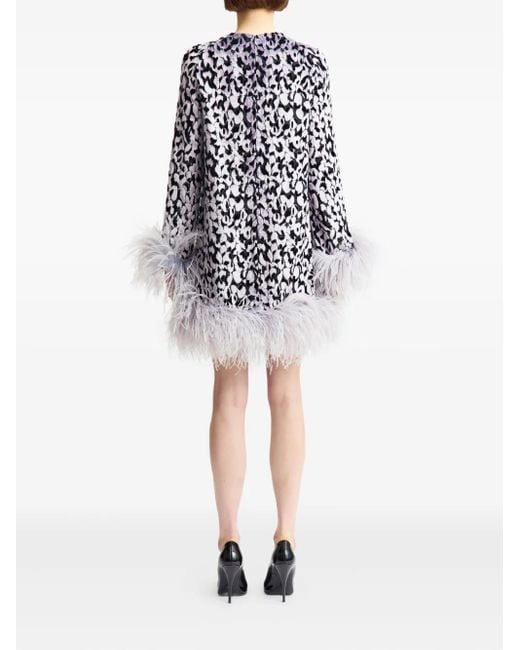 16Arlington Hodi Mini-Jurk Met Veren in het White