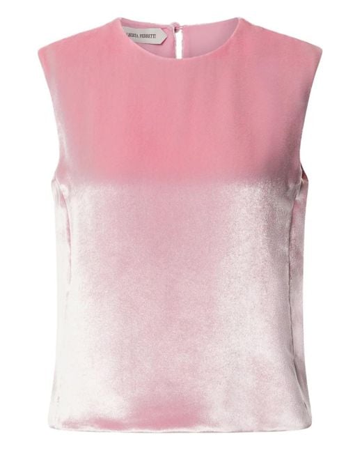 Alberta Ferretti Mouwloze Top Met Satijnen Effect in het Pink