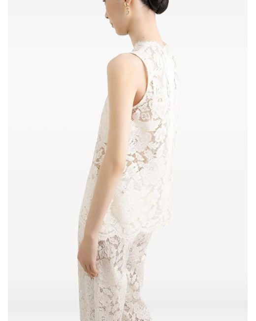 Dolce & Gabbana White Dna Lace-Detailing Top