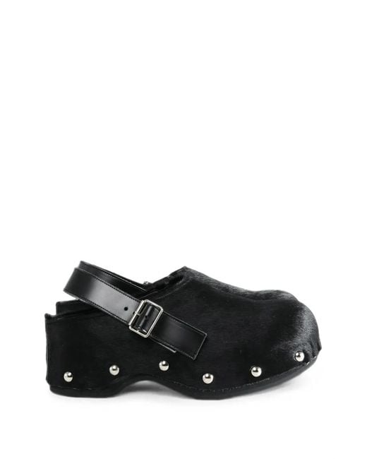 Comme des Garçons Black Calf-Hair Studded Clogs