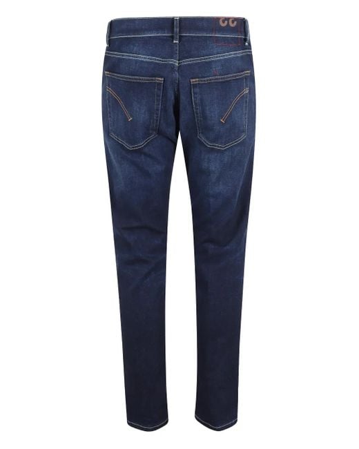Dondup Blue Faded-Wash Cotton Jeans for men