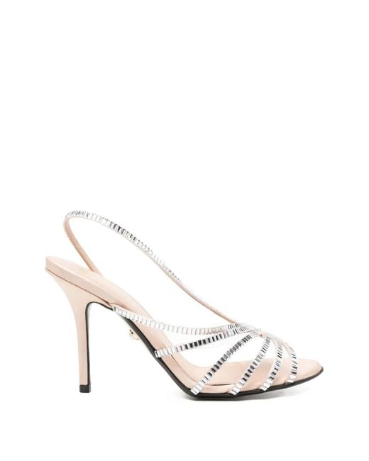 ALEVI White Rhinestone-Embellished Sandals