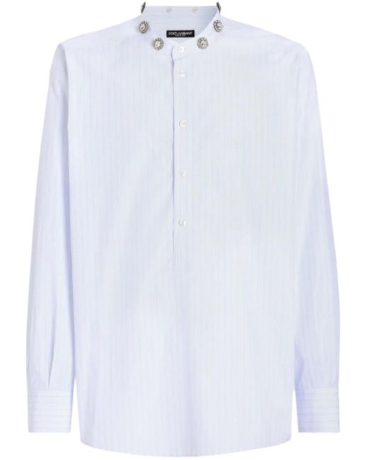 Dolce & Gabbana White Crystal-Embellished Shirt for men