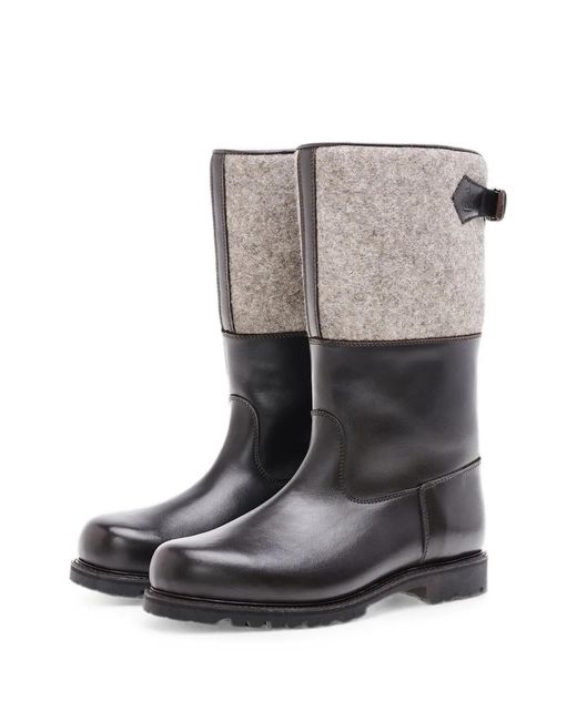 Ludwig Reiter Gray Maronibrater Felt-Panelled Leather Boots for men