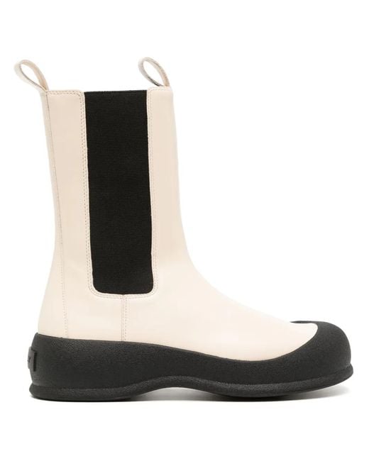 Bally White Flat Leather Boots