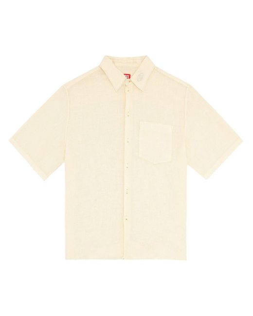 DIESEL White S-emil Linen Shirt for men