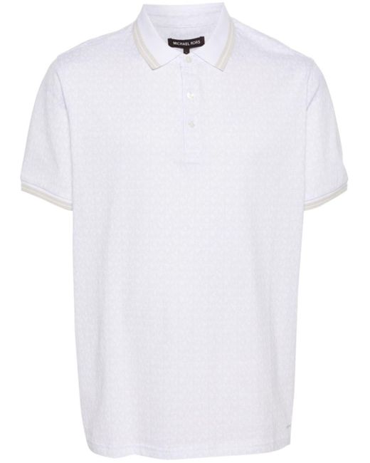 Michael Kors Monogram-print polo shirt in White für Herren