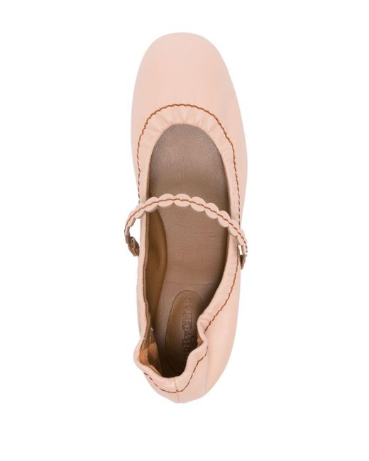 See By Chloé Pink Leather Ballerina Shoes