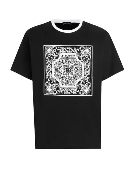 Dolce & Gabbana Black Dolce & Gabbana T-Shirt With Print And Embroidery for men