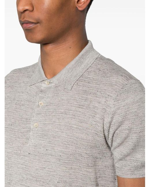 Corneliani Gray Short-sleeve Knitted Polo Shirt for men