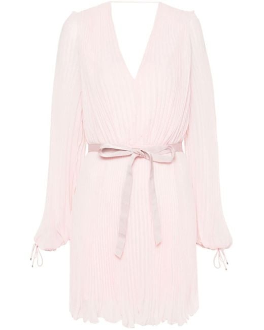 Max Mara Chiffon Geplooide Mini-jurk in het Pink