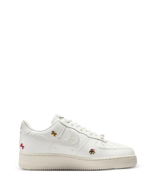 Nike White Air Force 1 Low Embroidered Sneakers