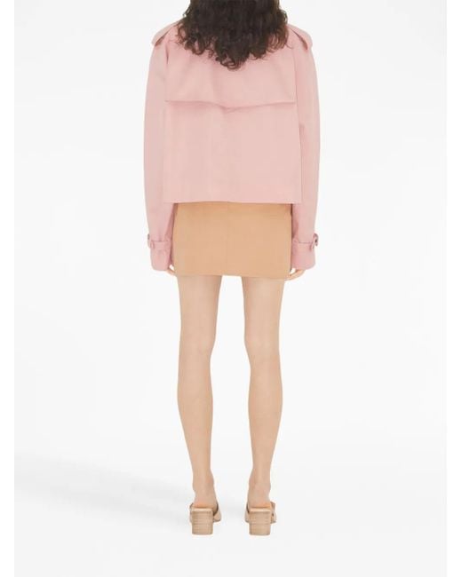 Burberry Natural Cotton Gabardine Mini Trench Skirt