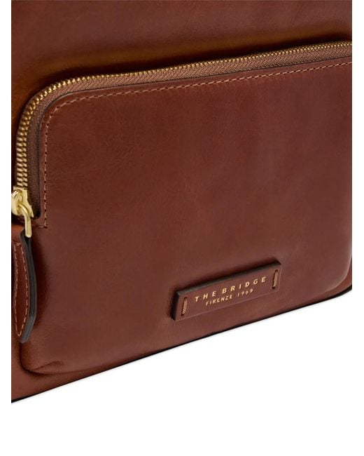 The Bridge Brown Front-Pocket Leather Backpack