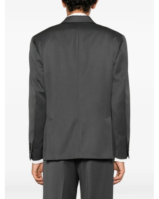 Lardini Black Double-Breasted Peak-Lapel Blazer for men