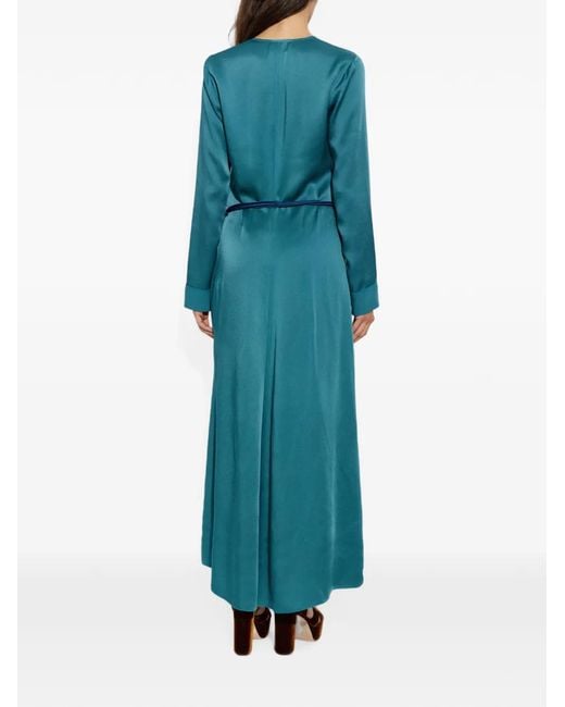 Forte_forte Blue Belted V-Neck Maxi Dress