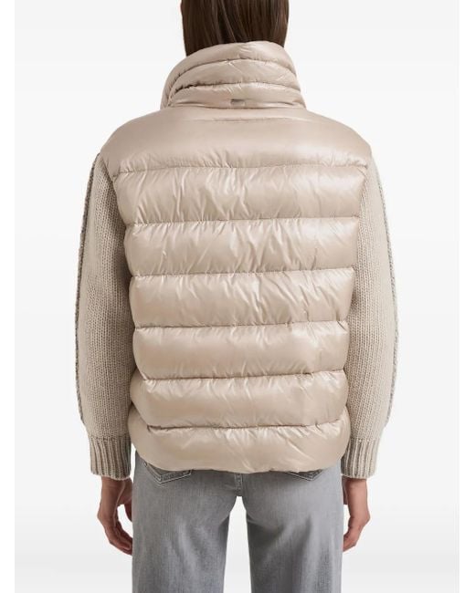 Herno Natural Gesteppte Jacke mit gestrickten Ärmeln