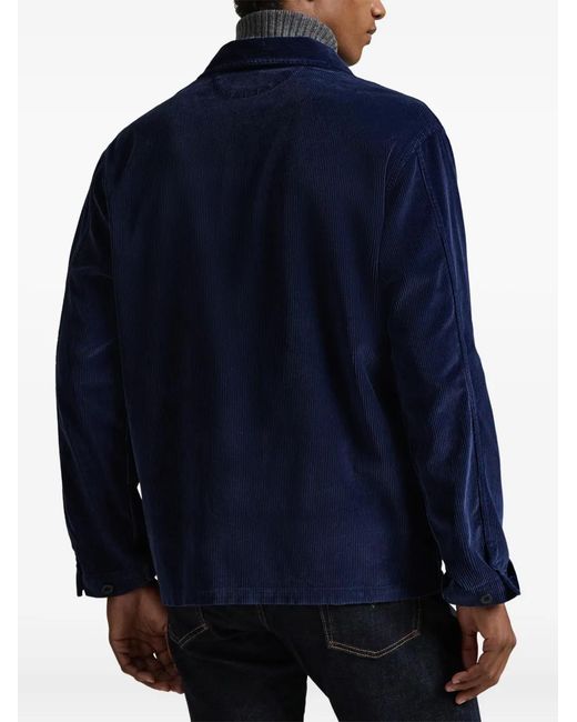 Polo Ralph Lauren Blue Corduroy Collared Long-Sleeve Overshirt for men