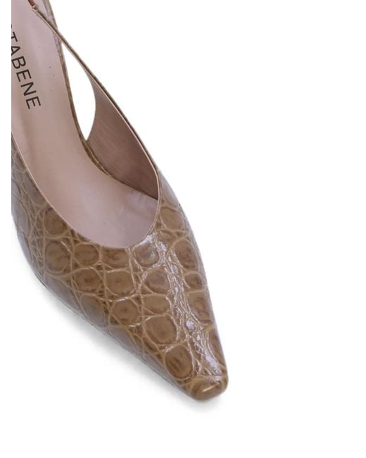 Notabene White Emmely Crocodile-Embossed Slingback Pumps