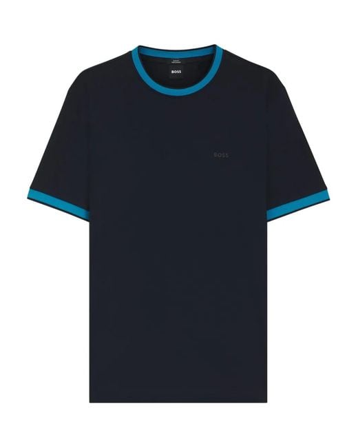 Boss Blue Contrast-Trim T-Shirt for men