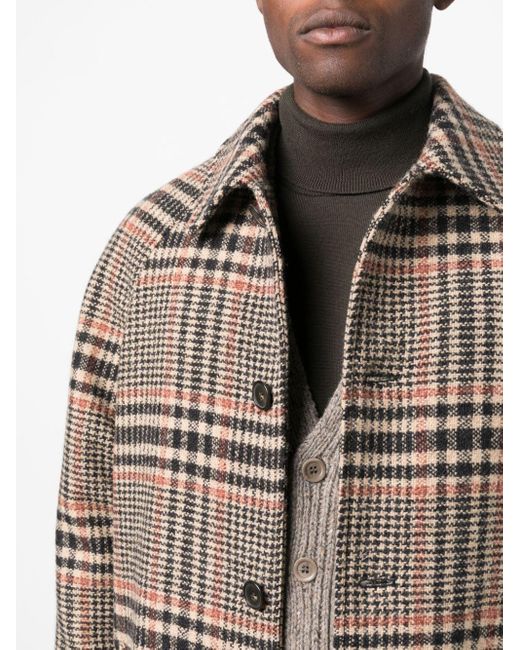 A.P.C. Gray Etienne Plaid-pattern Wool Coat for men