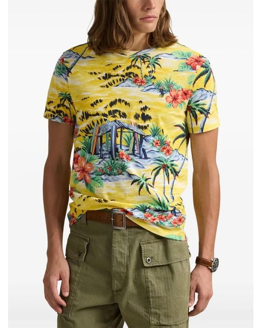 Polo Ralph Lauren Yellow Surf-Print T-Shirt for men