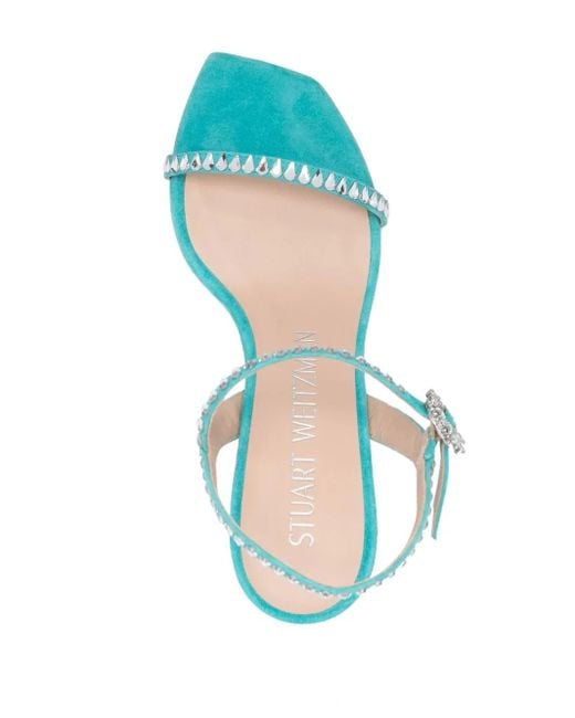 Stuart Weitzman Blue Embellished Open-Toe Sandals