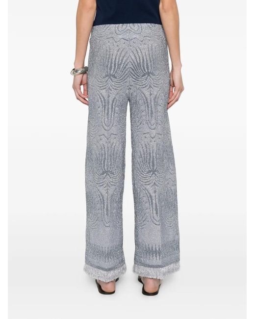 Circus Hotel Gray Patterned Frayed Trousers