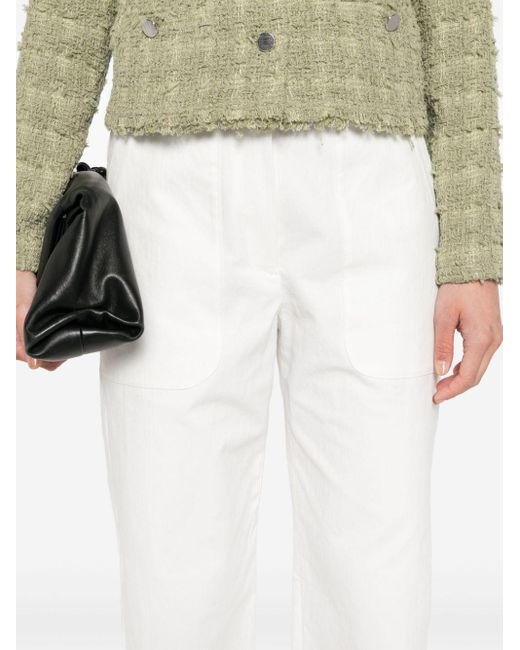 IRO White Belted Cotton Tapered Trousers
