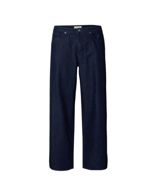 SELECTED Blue Button Jeans for men