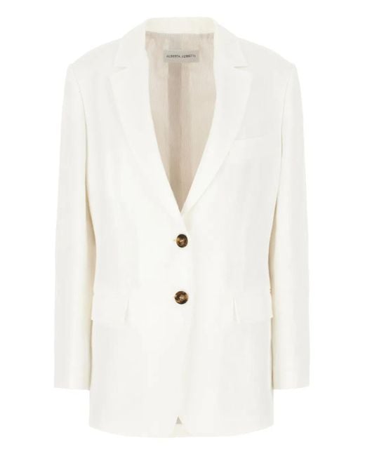 Alberta Ferretti White Two-Button Blazer