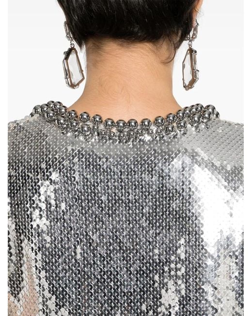 Rabanne Gray Sequin-Embellished Top