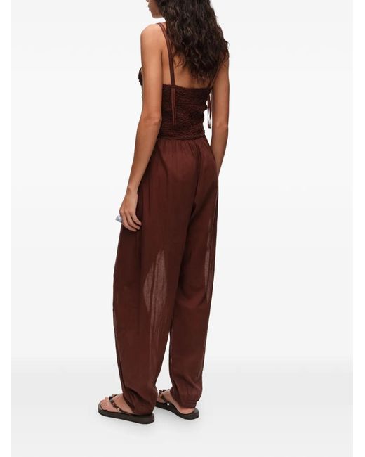 Bimba Y Lola Purple Shirred-Bodice Jumpsuit