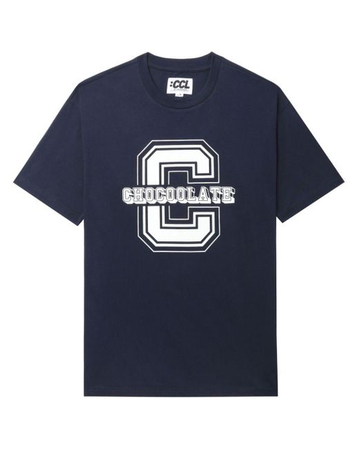 Chocoolate Blue Logo-print Cotton T-shirt for men