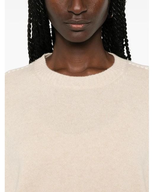 Kujten Natural Amelina Whipstitch-Trim Sweater