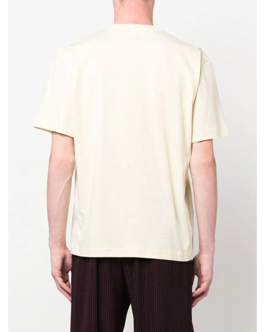 Sunnei Natural Embroidered-Logo Cotton T-Shirt for men