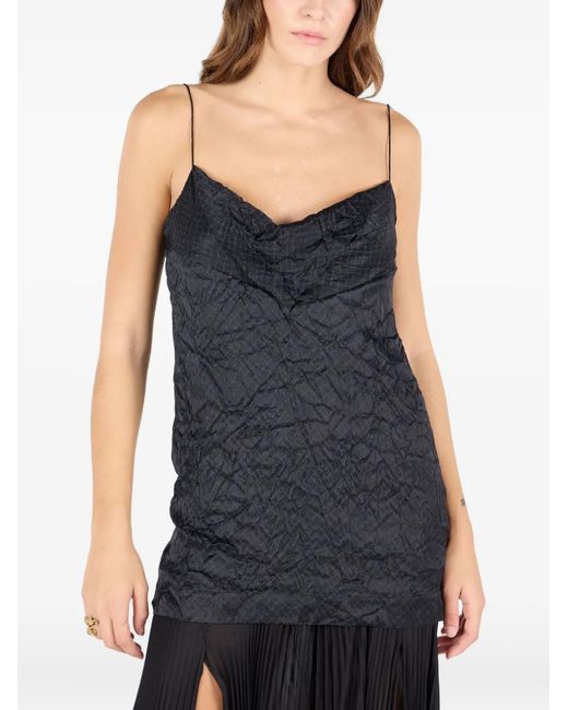 Roberto Cavalli Black Crinkle Silk Maxi Dress