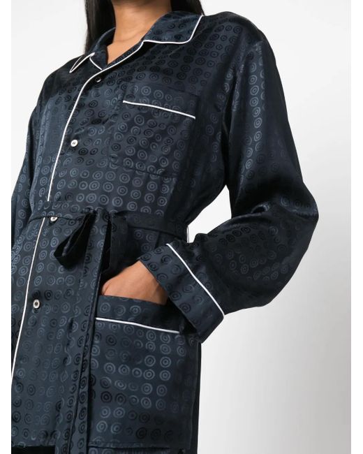 10 Corso Como Blue Circle-Motif Belted-Waist Shirt