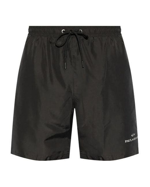 Paul & Shark Gray Logo-Print Swim Shorts for men