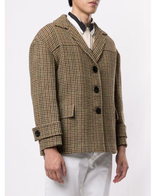 we11done Wool Short Houndstooth Coat in 