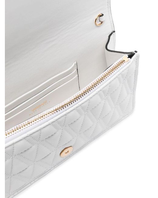 Versace White Virtus Leather Crossbody Bag