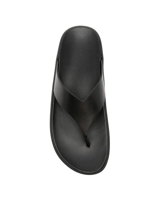 The Row Black Leather Slides