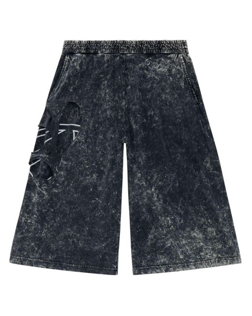 DIESEL Blue P-eckyo-peeloval Marbled Cropped Cotton joggers for men