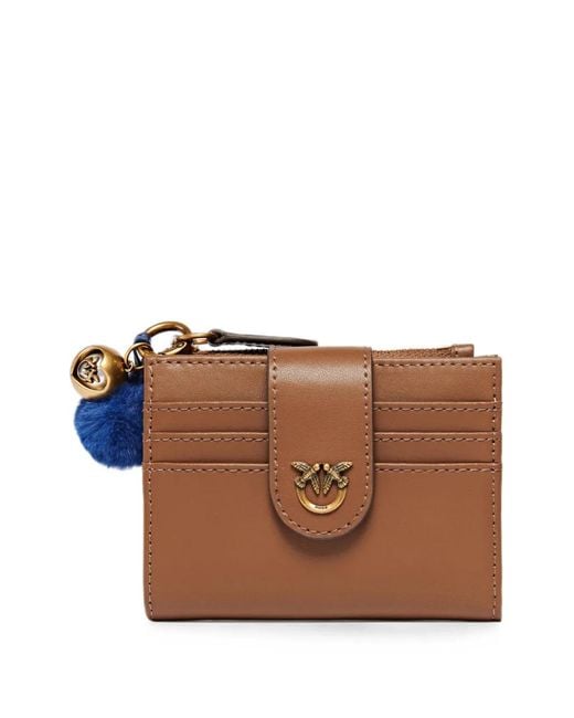 Pinko Brown Love Birds Leather Wallet